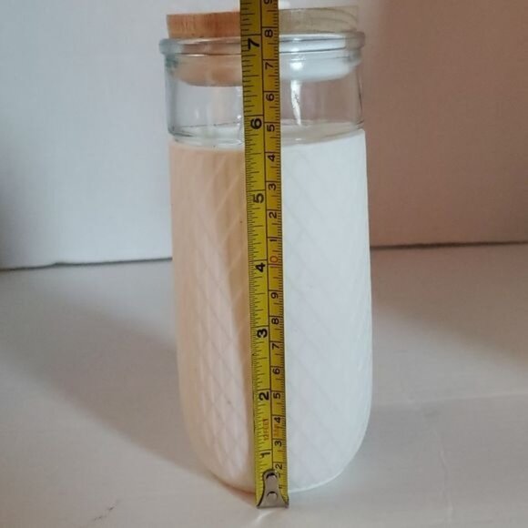 Ello Devon Glass Container Tumbler White Silicone Sleeve Wooden Lid Straw 18 OZ - Picture 9 of 15